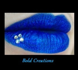 Blue lips using rhinestones to make the look stand out