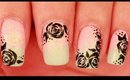 Black Roses on Pastel Ombre nail art