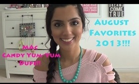 AUGUST FAVORITES 2013 - MAC CANDY YUM YUM DUPE, SIGMA, MILANI, COVER GIRL, REVLON