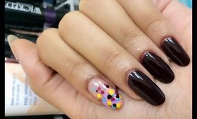 Chocolate Manicure With Colorful Polka Dots Nail Design Tutorial
