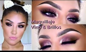 Maquillaje VINO con BRILLOS dramatico/ BURGUNDY & Glitter makeup tutorial | auroramakeup