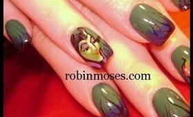 robin moses nail art: flames for maleficent tutorial (marbeling without water)
