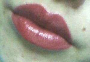 plum red lip liner with clear lipgloss. 