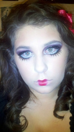 1st attempt at halloween doll makeup<3