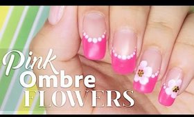 Pink Ombre Flowers nail art