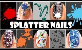 SPLATTER NAIL TUTORIAL | EASY BEGINNER TECHNIQUES TO CREATE NAIL ART DESIGNS STRAW ACRYLIC PAINT