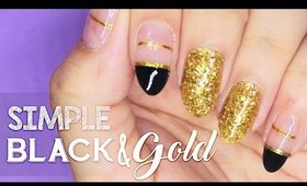 Simple Black & Gold nail art