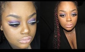 Makeup Tutorial:  Smokey Purple eye with white graphic liner ft COLORPOP
