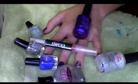 Combination Nail/Toe  look (Purple Pizzas Frost Sparkle and  Something blue look)