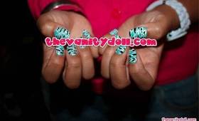 Nail Tutorial: Pure turquoise  Zebra print inspired nails