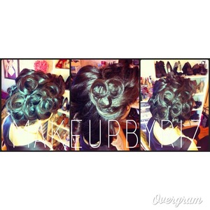 Please follow my Instagram @makeupbyriz help me grow my page. Thank you very much. 

Products you will need:
Hot rollers
Bobby pins 
Extra hold hairspray

Step 1: apply hot rollers to hair and let them cool down 20-30min

Step 2: carefully remove hot rollers

Step 3: start shaping and pinning up curls with bobby pins. Pin curls to your liking :)