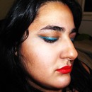 Current love: blue winged liner, red lips