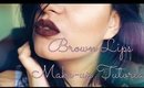 Machiaj de zi cu ruj puternic | Inglot Brown Lips Make-up Tutorial