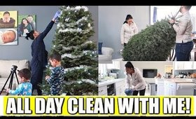 ALL DAY CLEAN WITH ME! | Cleaning Out Christmas Decorations With My Family