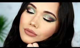 Holiday Green & Glitter Smokey Eye Makeup Tutorial