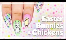 Easter Bunnies & Chickens nail art