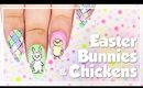Easter Bunnies & Chickens nail art