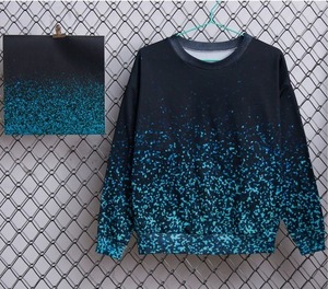 Way cool sweatshirt with a round neckline and gradient sequins print, ribbed neckline and cuffs, ribbed hem, stretch fabric, loose fit. Looks rad with leather shorts and wedge sneakers! Design by ROMWER, Dzenana Karic.(Please take reference to the detailed pictures)