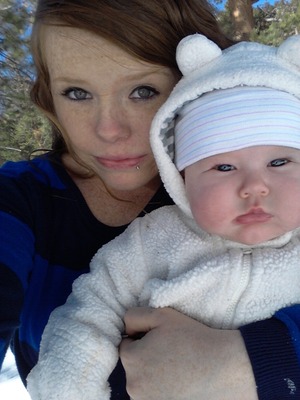 me and my daughter on our trip to the snowy mountains :)
