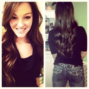 Curled hair with a 1 1/2 inch curling iron 