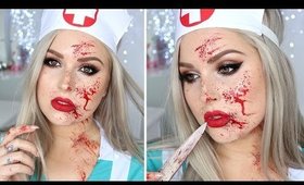 Blood Splatter Tutorial ♡ Sexy Nurse Halloween Makeup Tutorial Costume