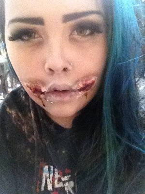 I tried to do a Chelsea grin but I didn't have the proper things, I still kind of liked it!