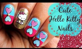 Hello Kitty Sticker Nailart. Easy and Cute | Tutorial