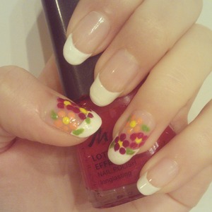 french manicure and flowers :) 