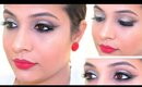 Green Smokey Eyes - Classic Red Lips | Holiday Glam Makeup