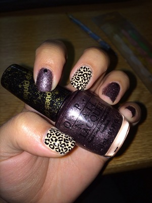Cheetah accent nails with opi liquid sand in "baby please come home"