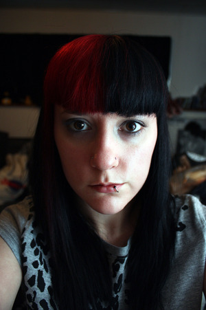I dyed half my bangs red! http://www.youtube.com/user/WorkingClassBeauty#p/u/6/Hjmk3AYqe9M