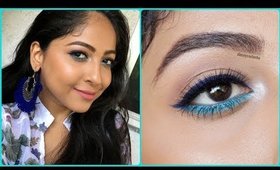 #9DAYSOFMAKEUP | Bright BLUE EASY & QUICK Eyemakeup Look for Festivals | Stacey Castanha