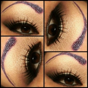 Light smokey eye with purple glitter brows using Dollipop cosmetics glitter in OMG 