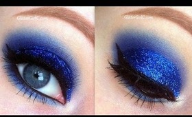 Blue Glittery Prom Makeup