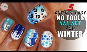 5 Easy NO TOOLS Nail Art Designs For Winter/Holiday Season