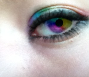 I did the makeup, but I edited my eye to make it rainbow.
