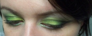 Excuse the skin flaws and the flyaway hairs! I used BFTE shades of green and greens from my Sephora 2011 Blockbuster Makeup Studio for this look.