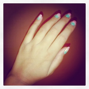 my pink green ombre nail
