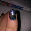Blue glitter nail
