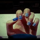  White And Electric Blue Stripes