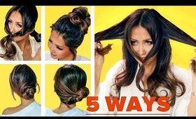 ★ 5 LAZY Bun HACK Methods for DARK HAIR ★ EASY UPDO HAIRSTYLES Transformations with Puff