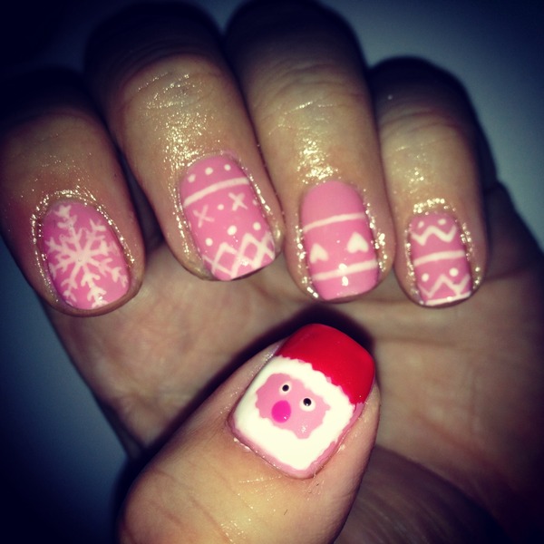 pink xmas nails | Kelly M.'s Photo | Beautylish