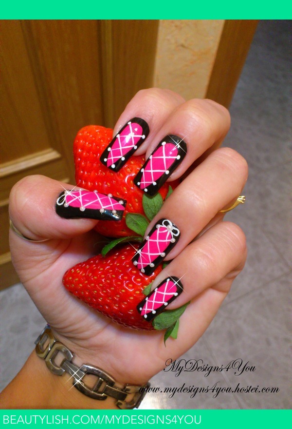 Hot Pink Corset effect Nails, Liudmila Z.'s (MyDesigns4You) Photo