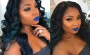 Royal Blue glitter lip Full Face Makeup tutorial -  Queenii Rozenblad