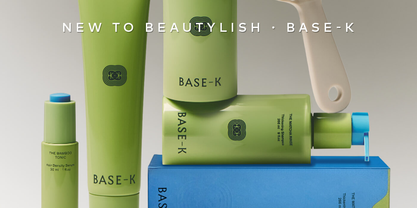 BASE-K pairs heritage botanicals, like rice, bamboo, green tea, with clinical formulation science to restore balance, nourish, and visibly strengthen strands over time. Shop them here at Beautylish.com