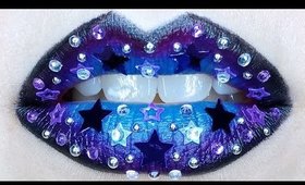 Starry Night Galaxy Lip Art ft Coloured Raine & Born Pretty