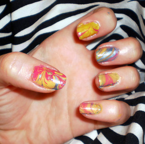 My first try with water marbling! Obviously didn't come out TOO well, it took me forever to get the hang of it! 