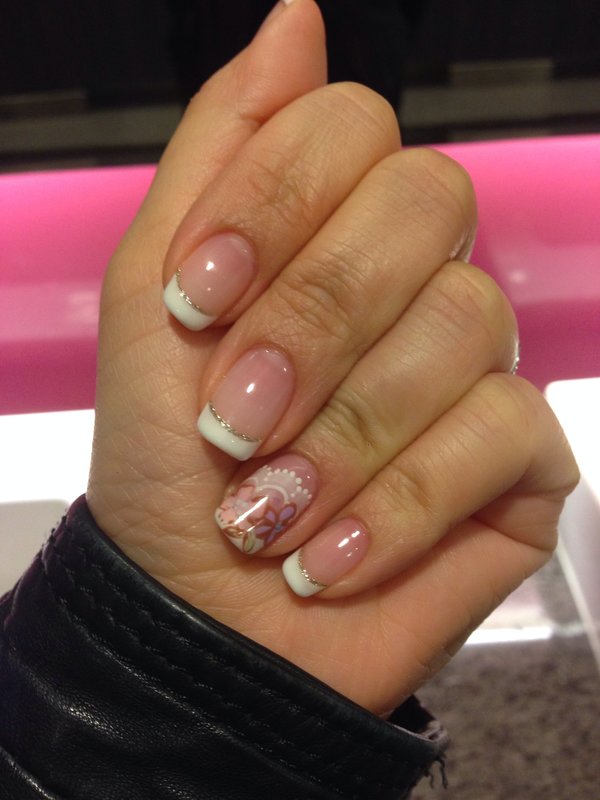 French tips with spring flowers | Melissa W.'s Photo | Beautylish