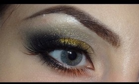 Gold and black makeup