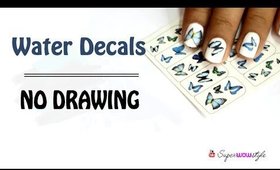 Nail Art Tutorial: NO DRAWING! - Butterfly Decals || SuperWowStyle Prachi